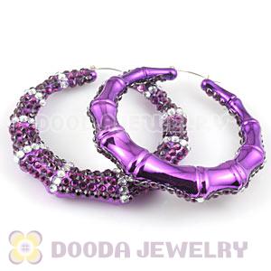 Cheap 80mm Basketball Wives Bamboo Crystal Hoop Earrings Wholesale