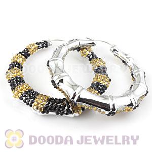 Cheap 80mm Basketball Wives Bamboo Crystal Hoop Earrings Wholesale