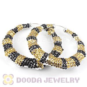 Cheap 80mm Basketball Wives Bamboo Crystal Hoop Earrings Wholesale