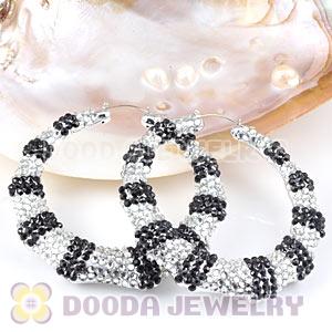 Cheap 80mm Basketball Wives Bamboo Crystal Hoop Earrings Wholesale