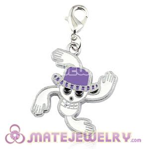 Platinum Plated Alloy European Enamel Jewelry Macabre Skull Charms Wholesale 