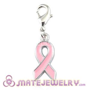 Platinum Plated Alloy European Enamel Jewelry Cancer Ribbon Charms Wholesale 