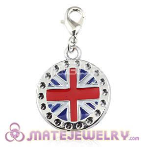 Platinum Plated Alloy European Enamel Jewelry British Flag Charms Wholesale 