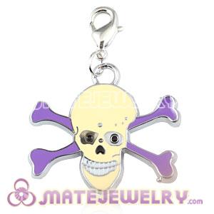 Platinum Plated Alloy European Enamel Jewelry Macabre Skull Charms Wholesale 