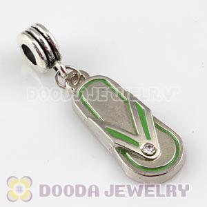 Platinum Plated Alloy Enamel European Flip Flop Charms With Stone 