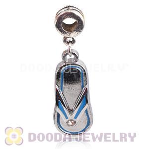 Platinum Plated Alloy Enamel European Flip Flop Charms With Stone 