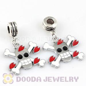 Platinum Plated Alloy Enamel European Skull Charms Wholesale 