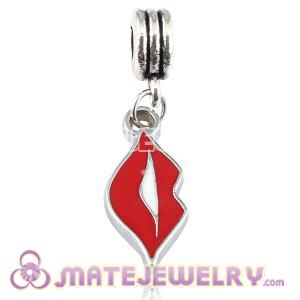 Platinum Plated Alloy Enamel European Red Lips Charms Wholesale 