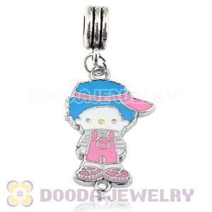 Platinum Plated Alloy Enamel European Girl Charms Wholesale 