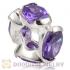 S925 Sterling Silver European Style Beads with Purple Stone