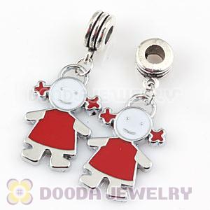 Platinum Plated Alloy Enamel European Little Girl Charms Wholesale 