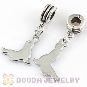 Platinum Plated Alloy European Seal Charms With Stone 