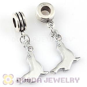 Platinum Plated Alloy European Seal Charms With Stone 
