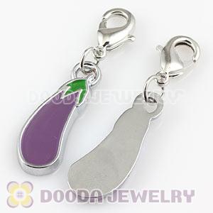 Platinum Plated Alloy Enamel European Jewelry Eggplant Charms Wholesale 