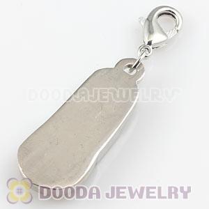 Platinum Plated Alloy European Jewelry Slipper Charms With Stone 