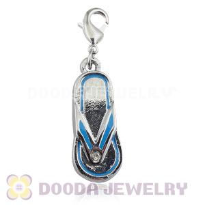 Platinum Plated Alloy European Slipper Jewelry Charms With Stone 