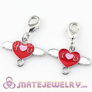 Platinum Plated Alloy European Enamel Jewelry Heart Charms Wholesale 