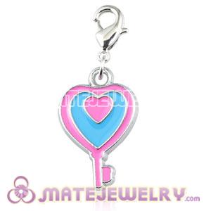 Platinum Plated Alloy European Enamel Jewelry Heart Key Charms Wholesale 