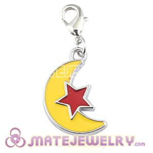Platinum Plated Alloy European Enamel Jewelry Moon And Star Charms Wholesale 