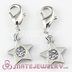 Platinum Plated Alloy European Jewelry Star Charms With Stone 
