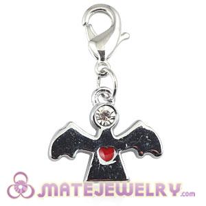 Platinum Plated Alloy European Jewelry Angel Charms With Stone 