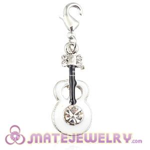 Platinum Plated Alloy Enamel European Jewelry Violin Charms With Stone 
