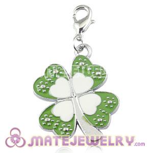 Wholesale Platinum Plated Alloy Enamel European Jewelry Four-Leaf Clover Charms 