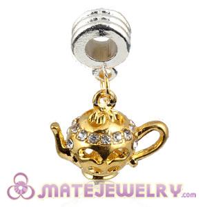 Wholesale Gold Plated Alloy European Teapot Charms With Stone 