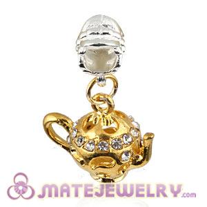 Wholesale Gold Plated Alloy European Teapot Charms With Stone 