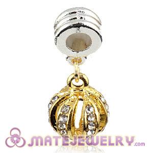 Wholesale Gold Plated Alloy European Pumpkin Charms With Stone 