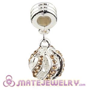 Wholesale Silver Plated Alloy European Charms With Stone 