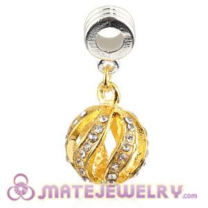 Wholesale Gold Plated Alloy European Charms With Stone 
