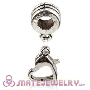 Wholesale Platinum Plated Alloy European Heart Charms With Stone 