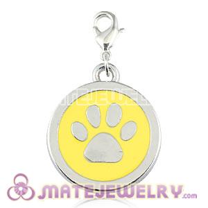 Wholesale Platinum Plated Alloy Enamel European Jewelry Dog Paw Charms 