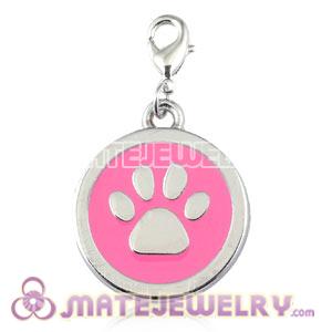 Wholesale Platinum Plated Alloy Enamel European Jewelry Dog Paw Charms 