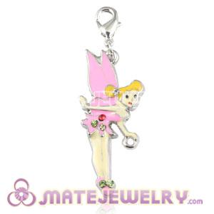 Platinum Plated Alloy Enamel European Jewelry Fairy Charms With Stone 