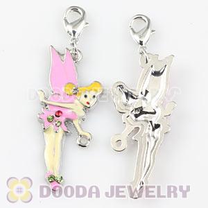 Platinum Plated Alloy European Enamel Jewelry Fairy Charms With Stone 