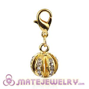 Wholesale Gold Plated Alloy European Pumpkin Charms With Stone 