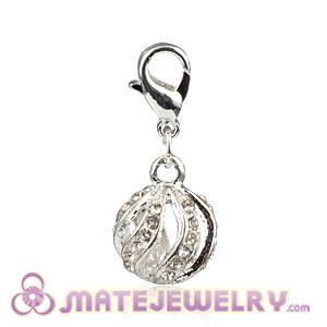 Wholesale Silver Plated Alloy European Charms With White Stone 