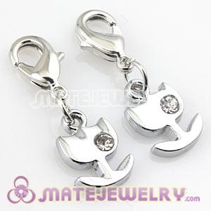 Platinum Plated Alloy European Jewelry Charms With Stone 