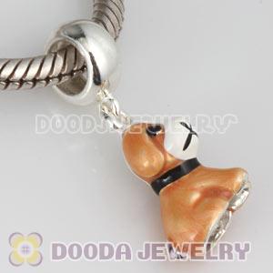 925 Sterling Silver Enamel Dangle Puppy Dog Charms Wholesale
