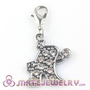 Platinum Plated Alloy European Jewelry Mascotte Charms With Stone 