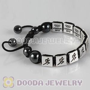 Handmade London 2012 Olympics Athletics Square Alloy Bracelets With Hematite