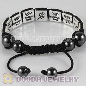Handmade London 2012 Olympics Athletics Square Alloy Bracelets With Hematite