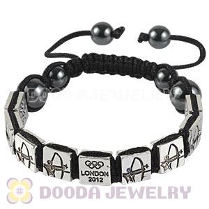 Handmade London 2012 Olympics Archery Square Alloy Bracelets With Hematite
