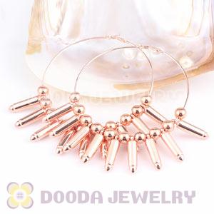 90mm Rose Gold Basketball Wives Hoop Earrings With Bullet Beads 
