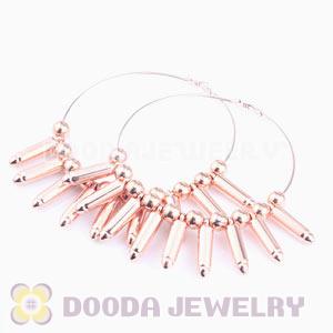 90mm Rose Gold Basketball Wives Hoop Earrings With Bullet Beads 