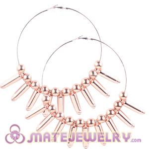 Wholesale 90mm Rose Gold Basketball Wives Hoop Earrings With Bullet Beads 