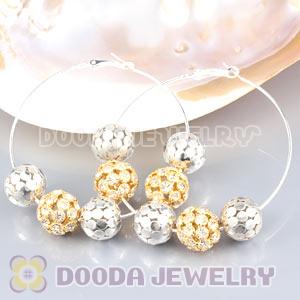 70mm Silver Basketball Wives Hoop Earrings With Alloy Ball Beads 