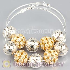 70mm Silver Basketball Wives Hoop Earrings With Alloy Ball Beads 
